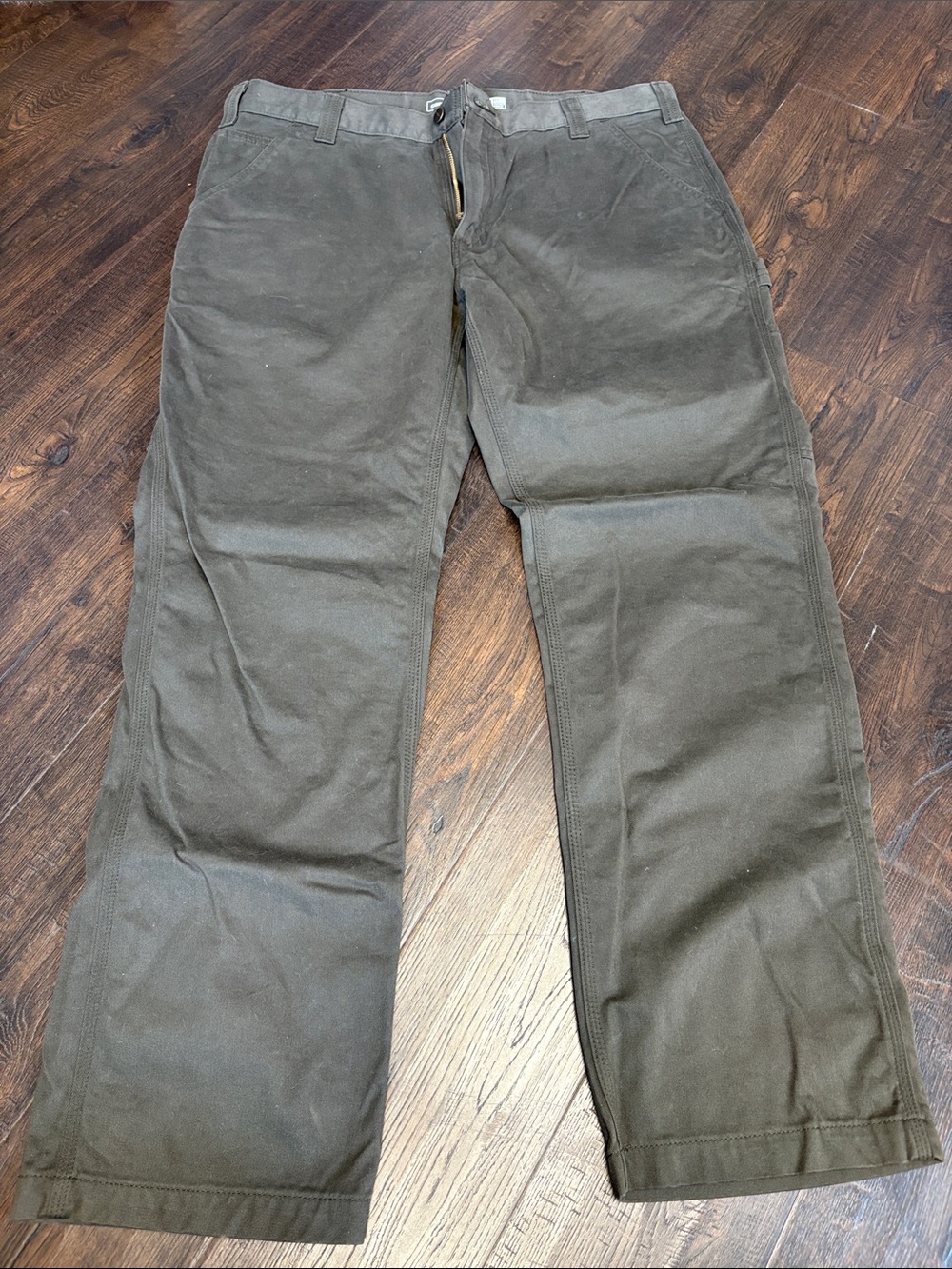 CARHARTT Men's 38/32 Olive Brown Utility Chinos relaxed fit